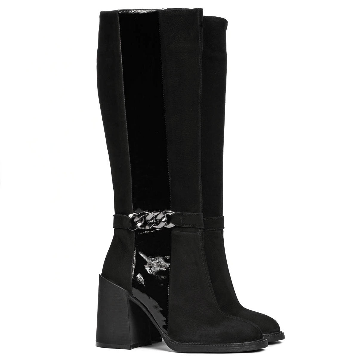 Cizme dama 1185 bufo negru combinat