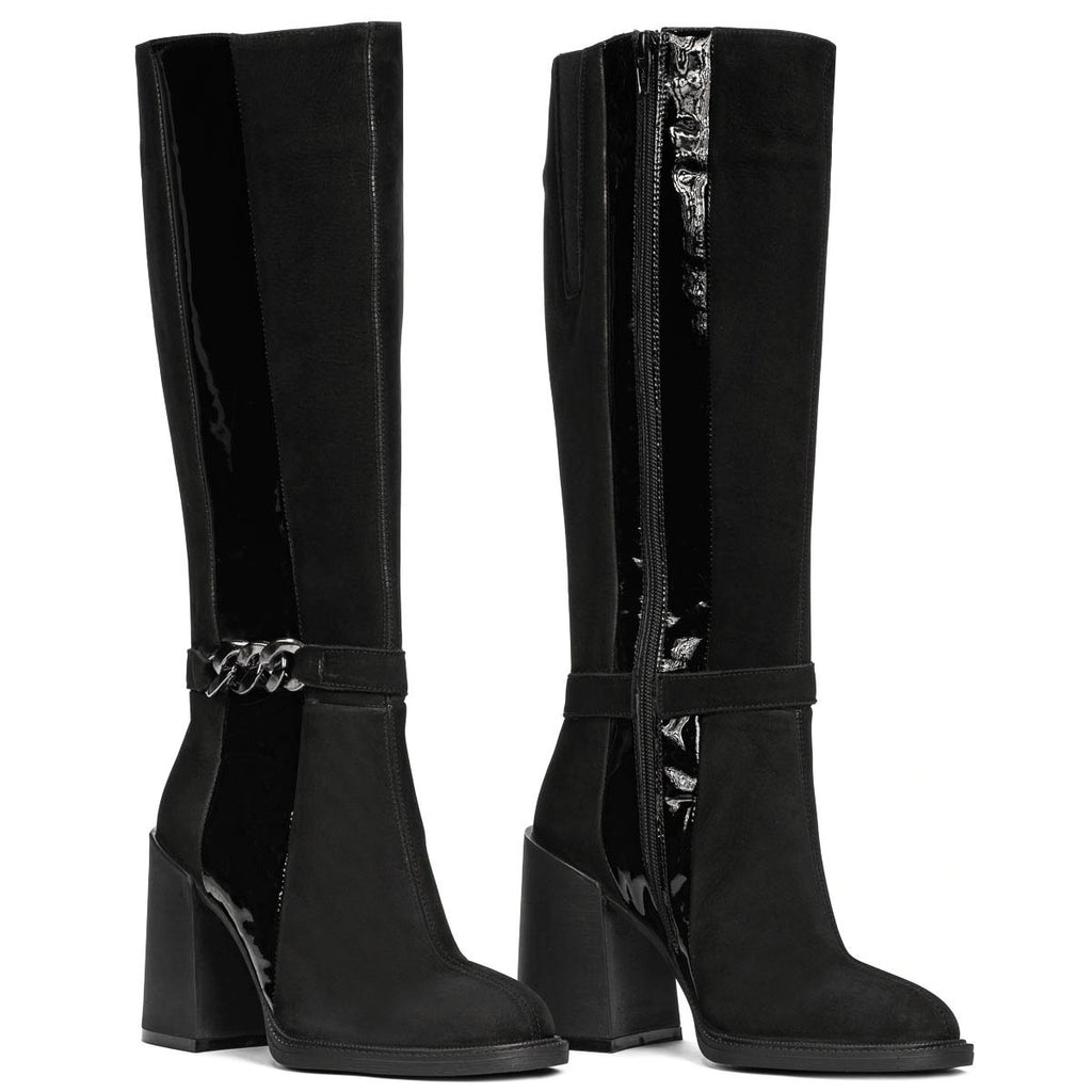 Cizme dama 1185 bufo negru combinat