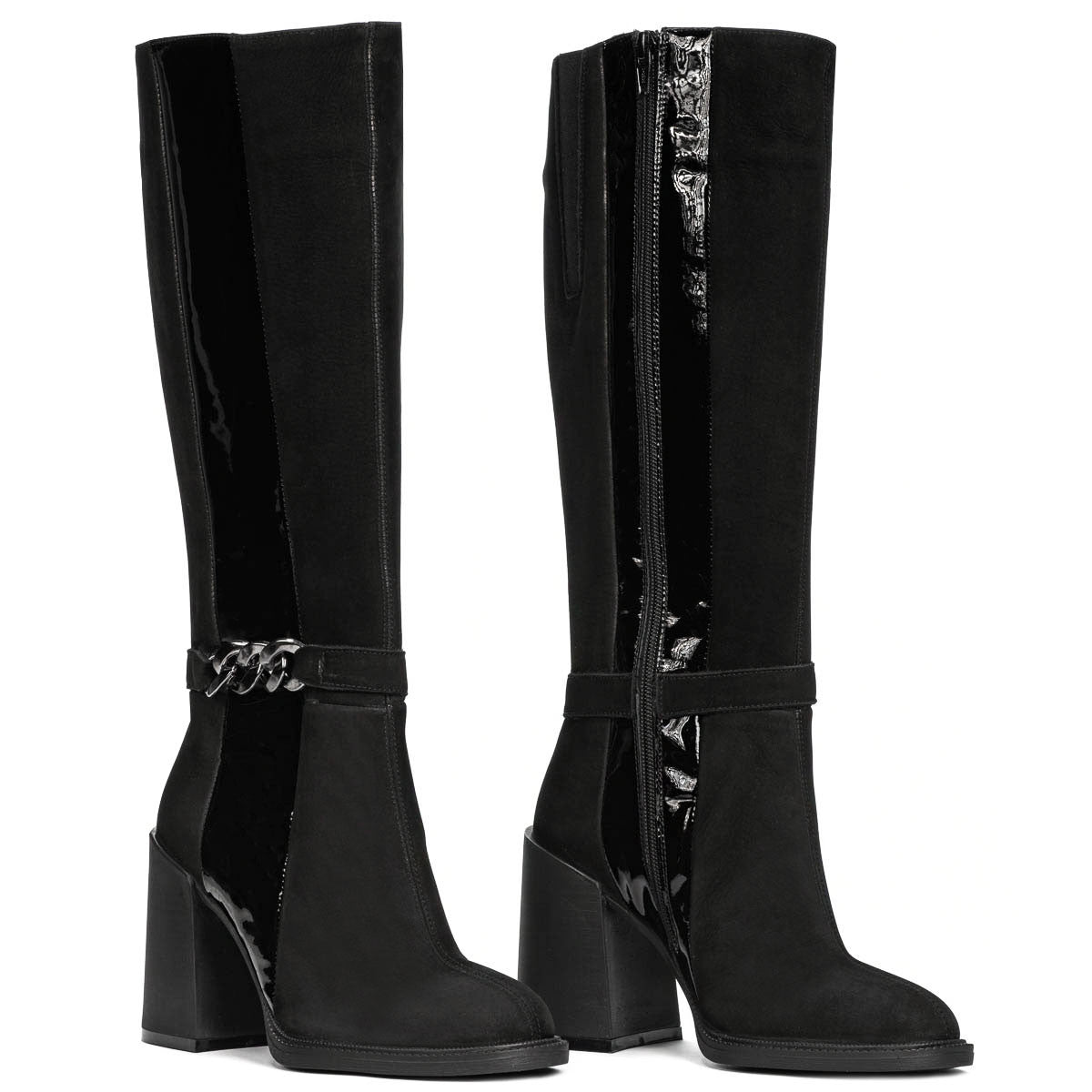 Cizme dama 1185 bufo negru combinat