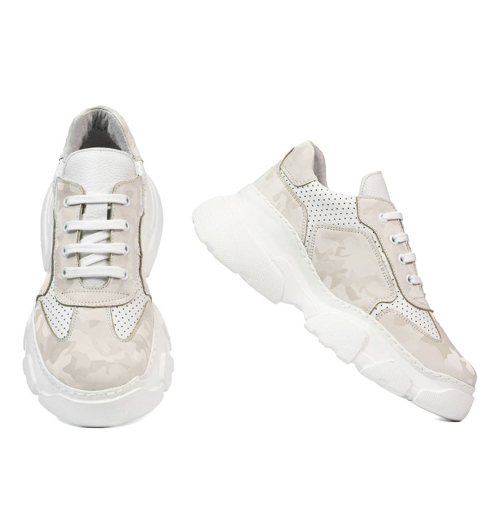 Pantofi sport dama 6053 capucino camuflaj combinat