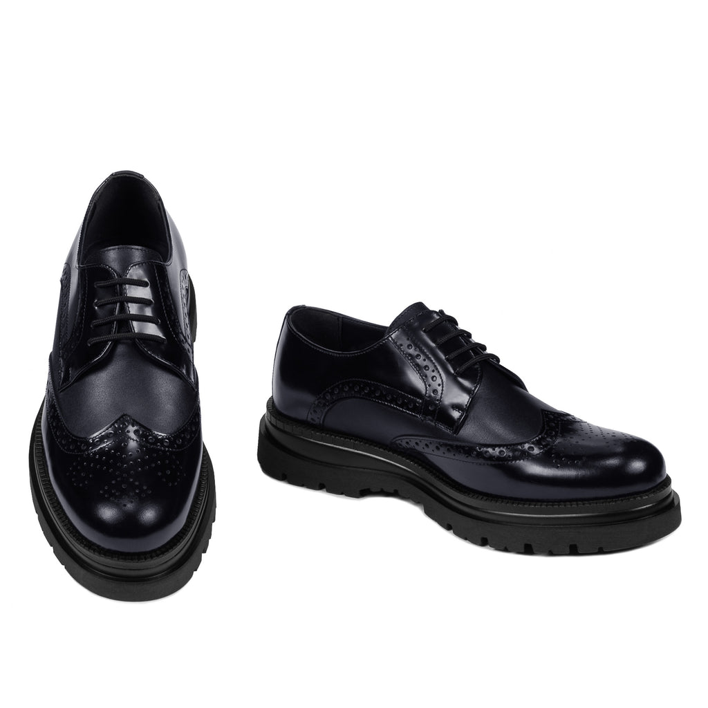 Pantofi eleganti barbati 972 negru florantic combinat