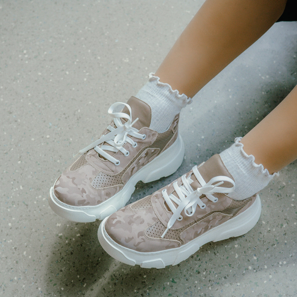 Pantofi sport dama 6053 capucino camuflaj combinat