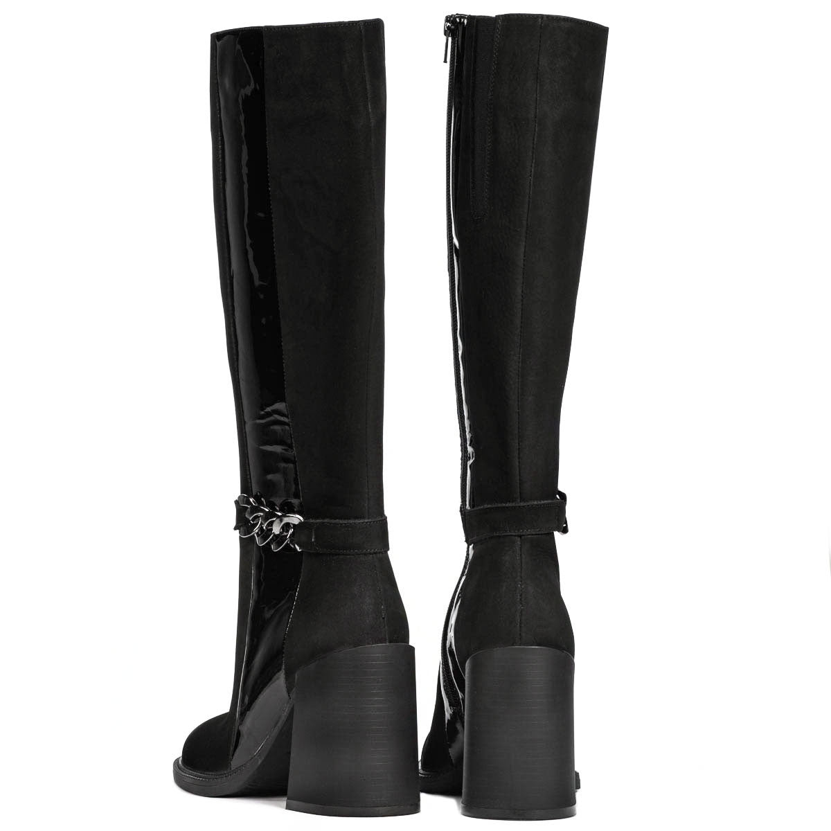 Cizme dama 1185 bufo negru combinat
